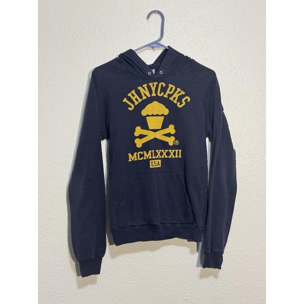 Johnny Cupcakes VTG Crossbones Logo Made In USA Hoodie Size XS Indie Hipster Y2K